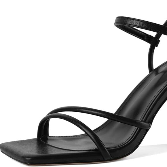 1-NIB- Heeled Sandals for Women Square Open Toe Strappy Block Heels 3.5 inch - Picture 5 of 7